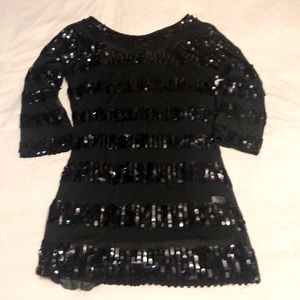 Sequin tunic, lined. AZI jeans.